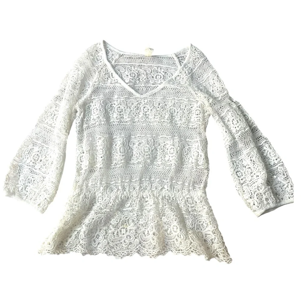 Free People Crochet Lace Boho Peplum Top